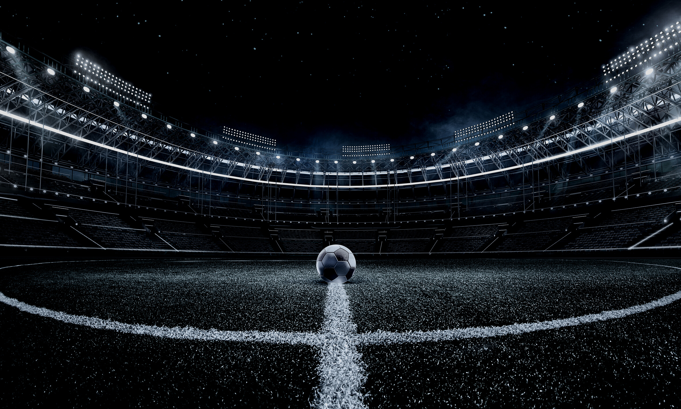 Sport Backgrounds. Soccer stadium. Soccer ball on stadium. Football poster.